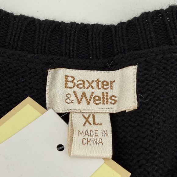 Baxter & Wells Womens Sweater Vest XL‎ Black Snowflake Holiday Cotton Flax Blend - Picture 4 of 11